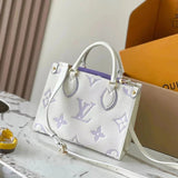 Louis Vuitton LV Women's Bag Top version 【Super MB Original Leather】Dynamic Chip All-Steel Hardware2024New Mini Ontheg Small Size Tote Bag Cowhide Print Portable Shoulder Bag Shopping Bag Women's Bag M45779M46833