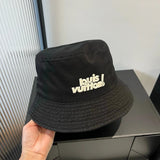 Louis Vuitton LV Hat Letter Printing logo Fisherman Hat Casual Sun Protection UV Protection Plain Face Covering Sun Hat Outdoor Versatile Flat Top Bucket Hat
