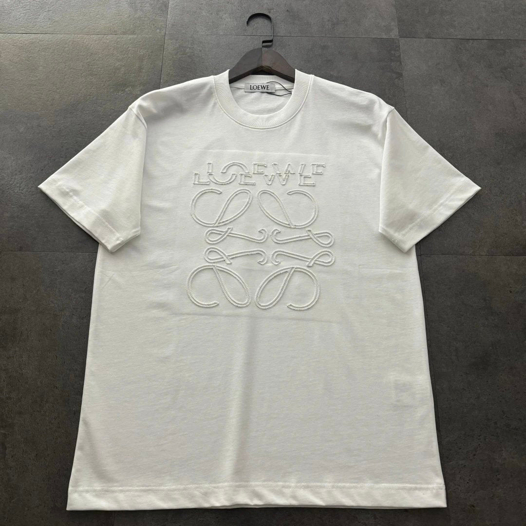 LOEWE T-shirt Large Embroidered Flower on the Chest logo round Neck Short Sleeve25ss New pure cotton T Unisex T-Shirt OS Loose Fit Base Shirt Top Half Sleeve T-Shirt