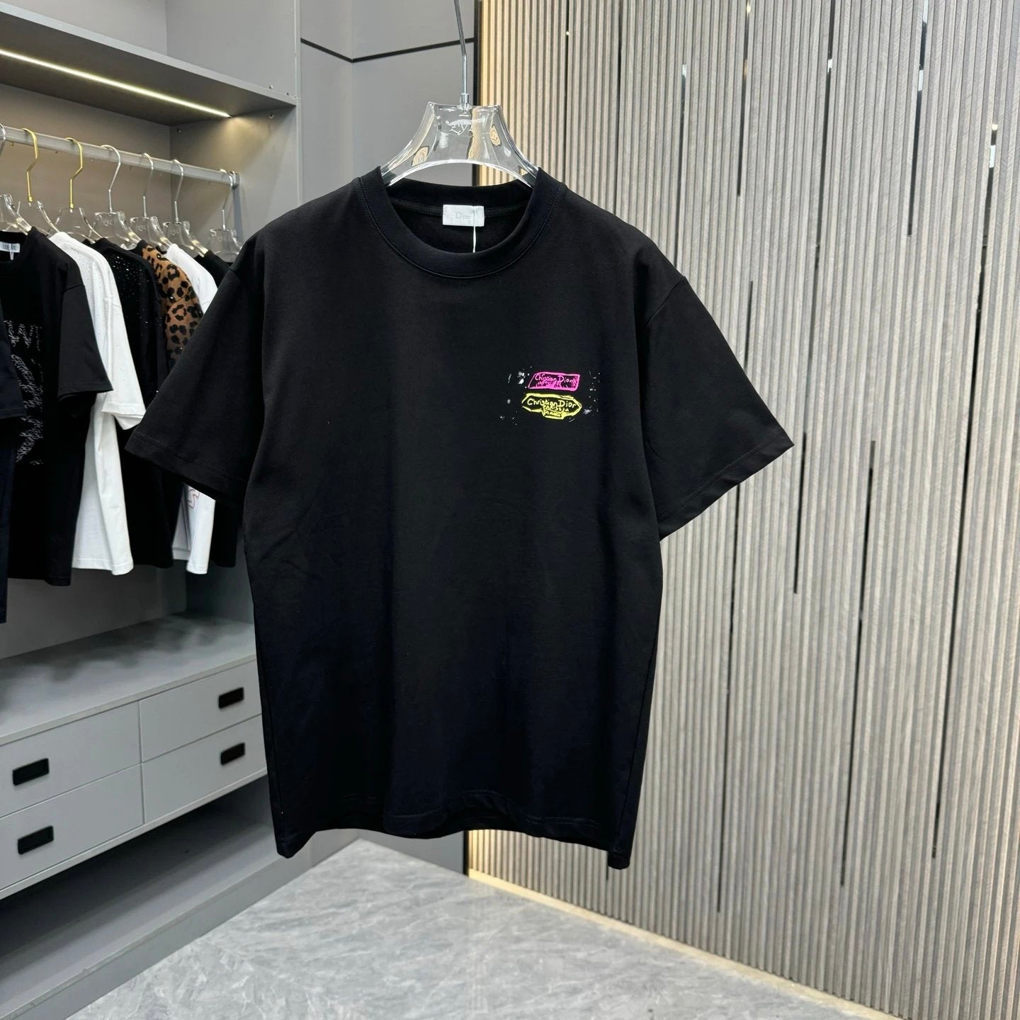 Dior T-shirt Back Hand-Painted Art Craft logo round Neck Short Sleeve25ss New pure cotton T Unisex T-Shirt OS Loose Fit Base Shirt Top Half Sleeve T-Shirt