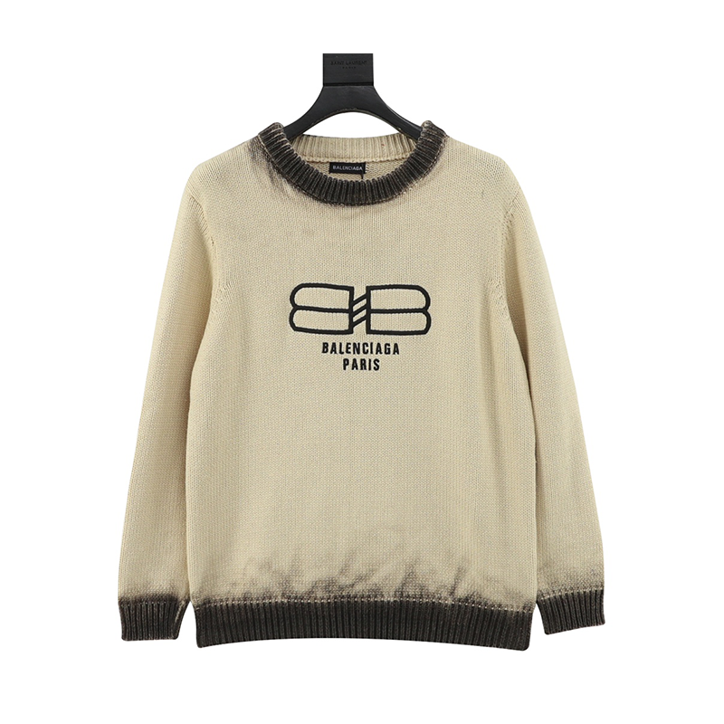 Balenciaga Sweater Tie-Dyed Lock Knitted round Neck Sweater for Men and Women