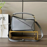 LOEWE Women's Bag Top version 【Level Surrogate Shopping】puzzle Geometric Bag Women's Bag mini18cm Mini Geometric Bag Crossbody Bag Small Size24cm Medium29cm Splicing Box Bag loewe Classic Geometric Crossbody Bag