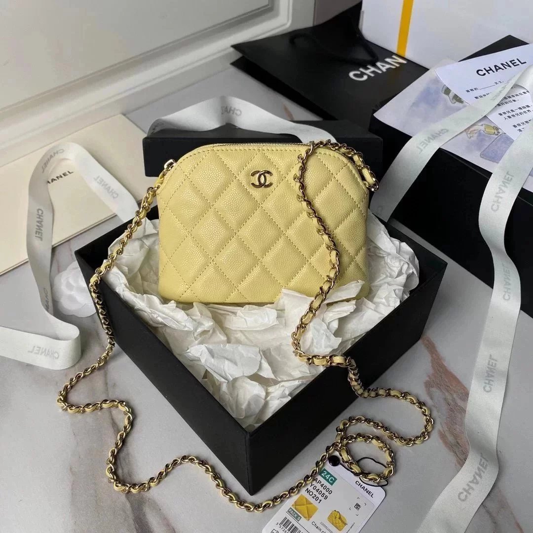 Chanel Women's Bag Top version 【Original Leather Super Quality】C Home New24s Shell Bag Caviar Cowhide Grain Little Shell Bag Chain Bag Crossbody Bag2024New Small Waste Bag Small Shell Original Sheepskin Fashion Women's Bag AP4000