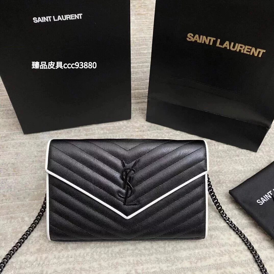 YSL Women's Bag Top version Yang Shulin WOC Envelope Package Chain Bag Women's Bag Crossbody Bag Caviar Cowhide woc Large Chain Bag22.5cm377828