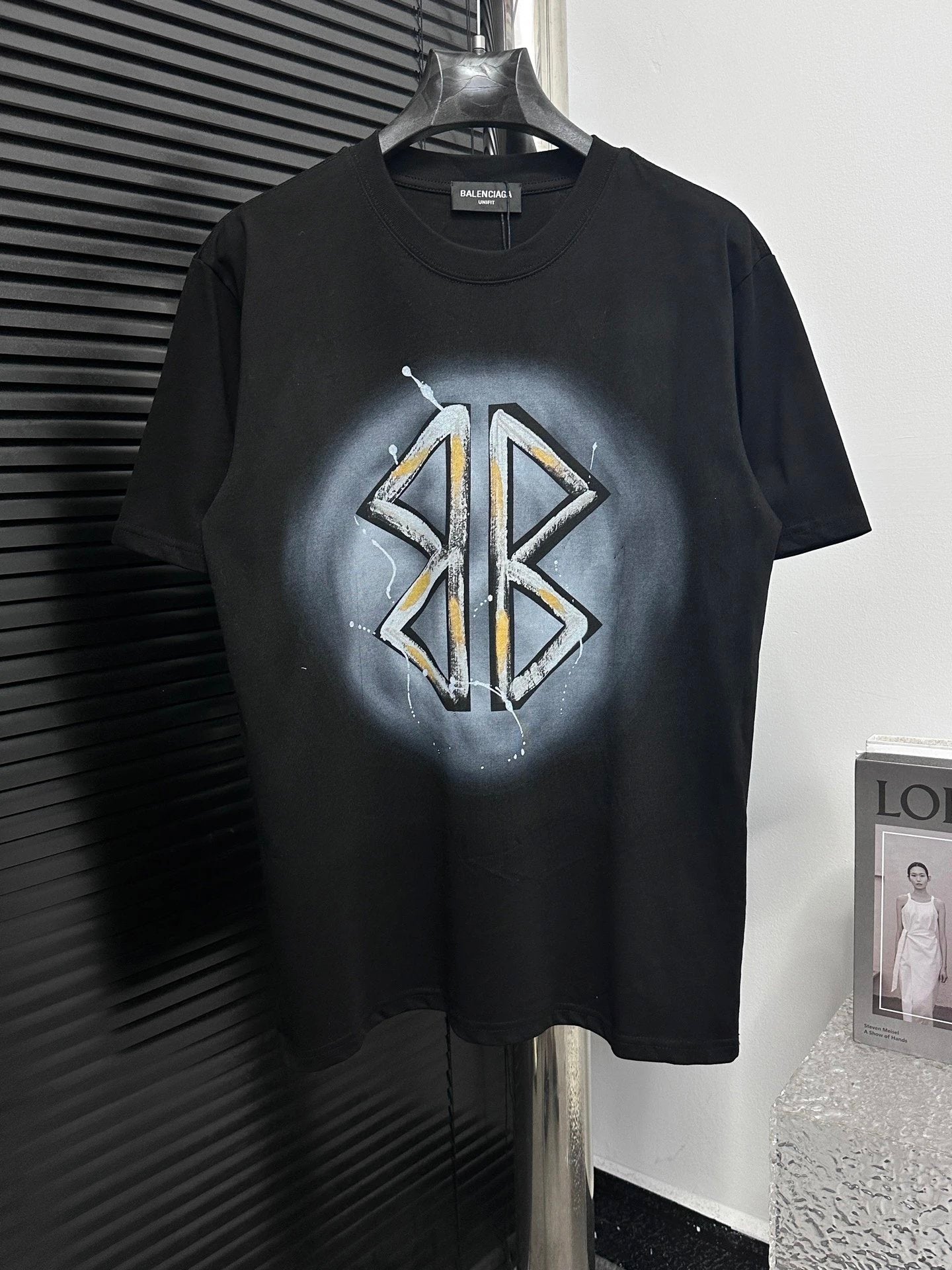 Balenciaga T-shirt Double-breasted B Large Letter Print logo round Neck Short Sleeve25ss New Pure Cotton Unisex Style T Casual T-Shirt Base Layer Shirt OS Loose Fit Half Sleeve Top Plus Size