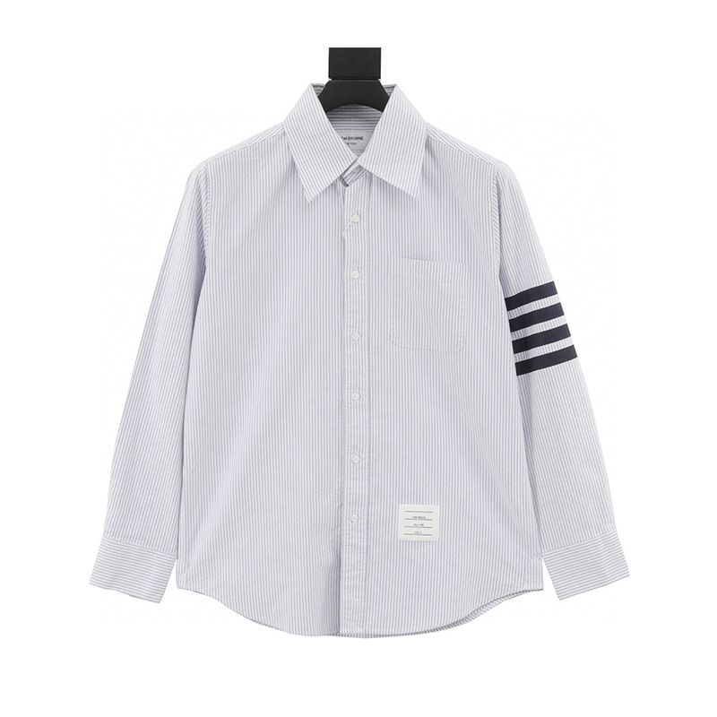 Thom Browne Shirt Striped Oxford Classic Four-Bar Long-Sleeved Shirt for Men and Women