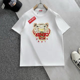 Kenzo T-shirt Top Version Tiger Head Embroidery Counter Same Style Pure Cotton Summer Men and Women Same Style Fashion Loose All-Matching2024New Short Sleeve T T-shirt