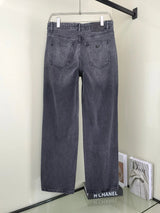 PRADA Jeans Back Pocket Triangle Logo logo25ss Spring Summer New Straight Slim Fit Jeans Unisex Loose Fit Long Pants