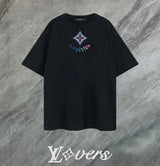 Louis Vuitton LV T-shirt Colorful Embroidery on the Chest logo round Neck Short Sleeve25ss New Pure Cotton Unisex Style T T-shirt OS Loose Fit Base Shirt Top Half Sleeve T-Shirt