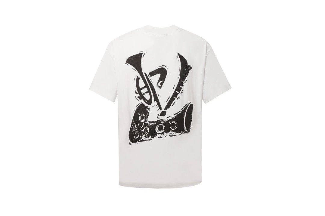 Louis Vuitton LV T-shirt Backrest Musical Instrument logo Round neck short-sleeve pure cotton T Unisex T-Shirt OS Loose Fit Base Shirt Summer New Casual Simple T-Shirt
