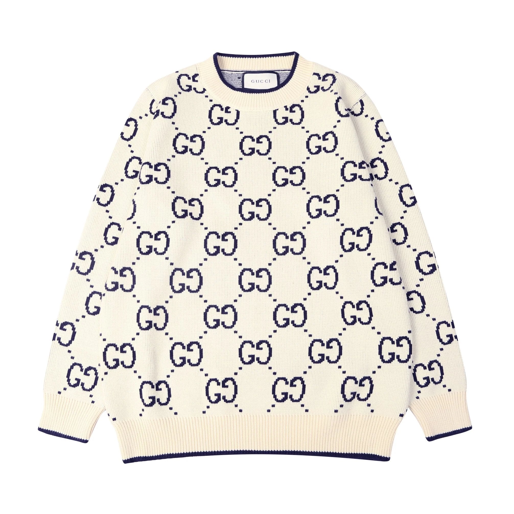 Gucci Sweater GG Wool Jacquard Crew Neck Sweater Long Sleeve Pullover Unisex Thickened Lazy Style OS Loose Fit Top Versatile Casual Outerwear