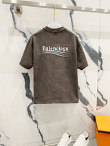 Balenciaga T-shirt Front and back wavy cola letters LOGO Embroidery?Logo Crew Neck Short Sleeve25ss New pure cotton T Unisex T-Shirt OS Loose Fit Base Shirt Top T-Shirt Short Sleeve