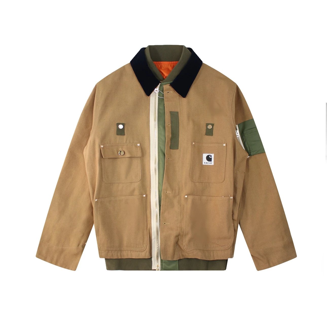 Carhartt Jackets Top Version Joint Double Collar False Two-Piece Patchwork Detroit Jacket Overalls American Men and Women