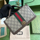 Gucci Wallet Top version **Original Leather New Ophidia Series Travel Clutch Card Holder Mobile Phone Bag Men's Clutch Double Zipper Multiple Card Slots Handbag Large Wallet Multifunctional Bag Men's and Women's Bags751610