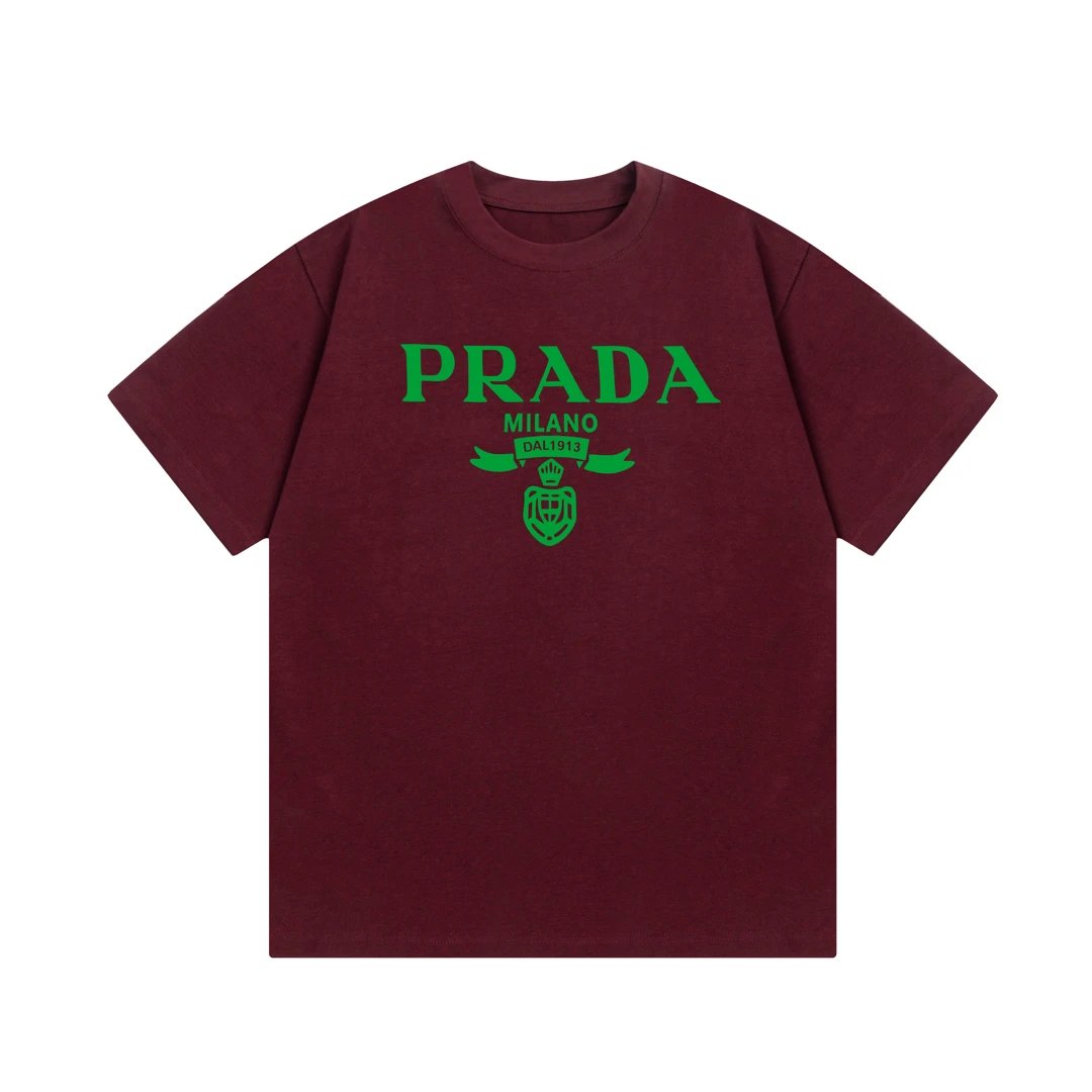 PRADA T-shirt Chest Letter Print Logo Logo Crew Neck Short Sleeve25ss New Pure Cotton Unisex Style T T-shirt OS Loose Fit Base Shirt Top Half Sleeve T-Shirt