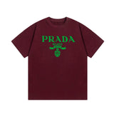 PRADA T-shirt Chest Letter Print Logo Logo Crew Neck Short Sleeve25ss New Pure Cotton Unisex Style T T-shirt OS Loose Fit Base Shirt Top Half Sleeve T-Shirt