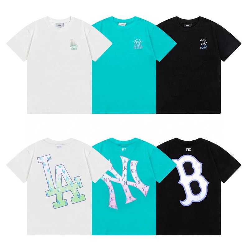 MLB T-shirt Top Version Counter Same Style Pure Cotton Summer Men's and Women's Same Fashion Loose All-Matching2024New Short Sleeve T T-shirt