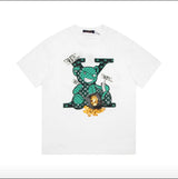 Louis Vuitton LV T-shirt Colorful Bear Print on the Chest logo round Neck Short Sleeve25ss New Pure Cotton Unisex Style T T-shirt OS Loose Fit Base Shirt Top Half Sleeve T-Shirt