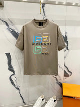 Givenchy T-shirt Colorful Letter Print on the Chest logo round Neck Short Sleeve25ss New Pure Cotton Unisex Style T Casual T-Shirt Base Layer Shirt OS Loose Fit Half Sleeve Top Plus Size