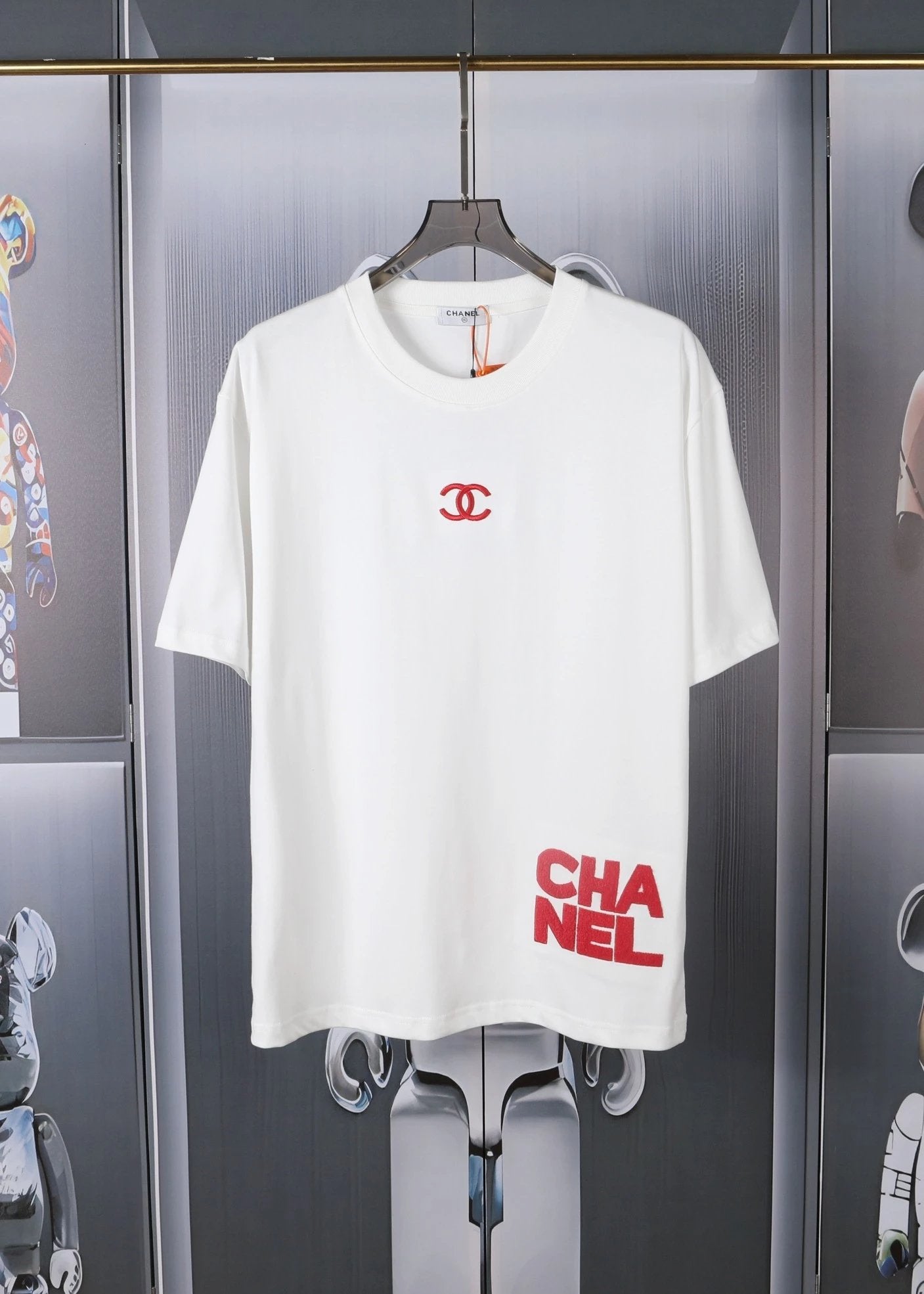 Chanel T-shirt 2024Logo Embroidered Short Sleeve.Front Piece Lg High-End Embroidery.English Letters Are Embroidered with High Quality Toothbrush，Present Neat General.Custom Dyed Fabric.Comfortable and Soft.Three Standard Complete，Practical and High-End