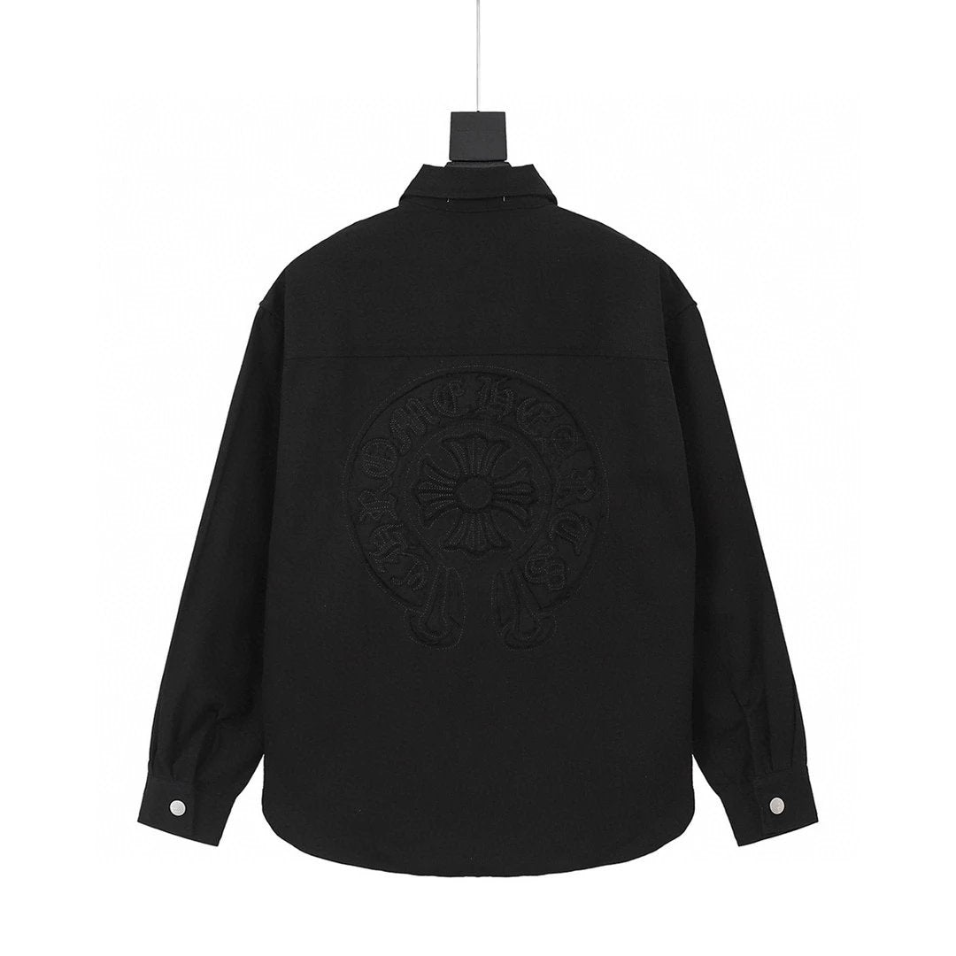 Chrome Hearts Shirt Top Version Embroidered Horseshoe Men's and Women's Same Casual Shirt Long-Sleeved Top