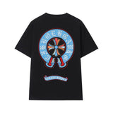 Chrome Hearts T-shirt Back with Sanskrit Script Print logo round Neck Short Sleeve25ss New Pure Cotton Unisex Style T T-shirt OS Loose Fit Base Shirt Top Half Sleeve T-Shirt