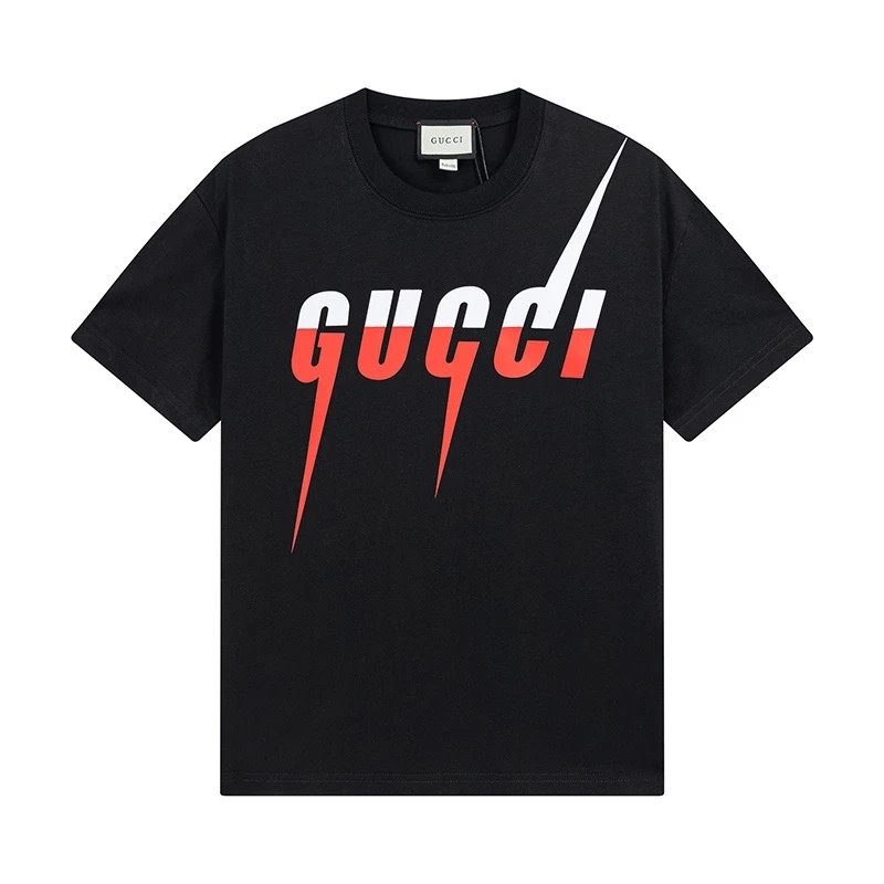 Gucci T-shirt Layered Color Letter Print Round Neck Short Sleeve25ss New pure cotton T Unisex T-Shirt OS Loose Fit Base Shirt Top Half Sleeve T-Shirt