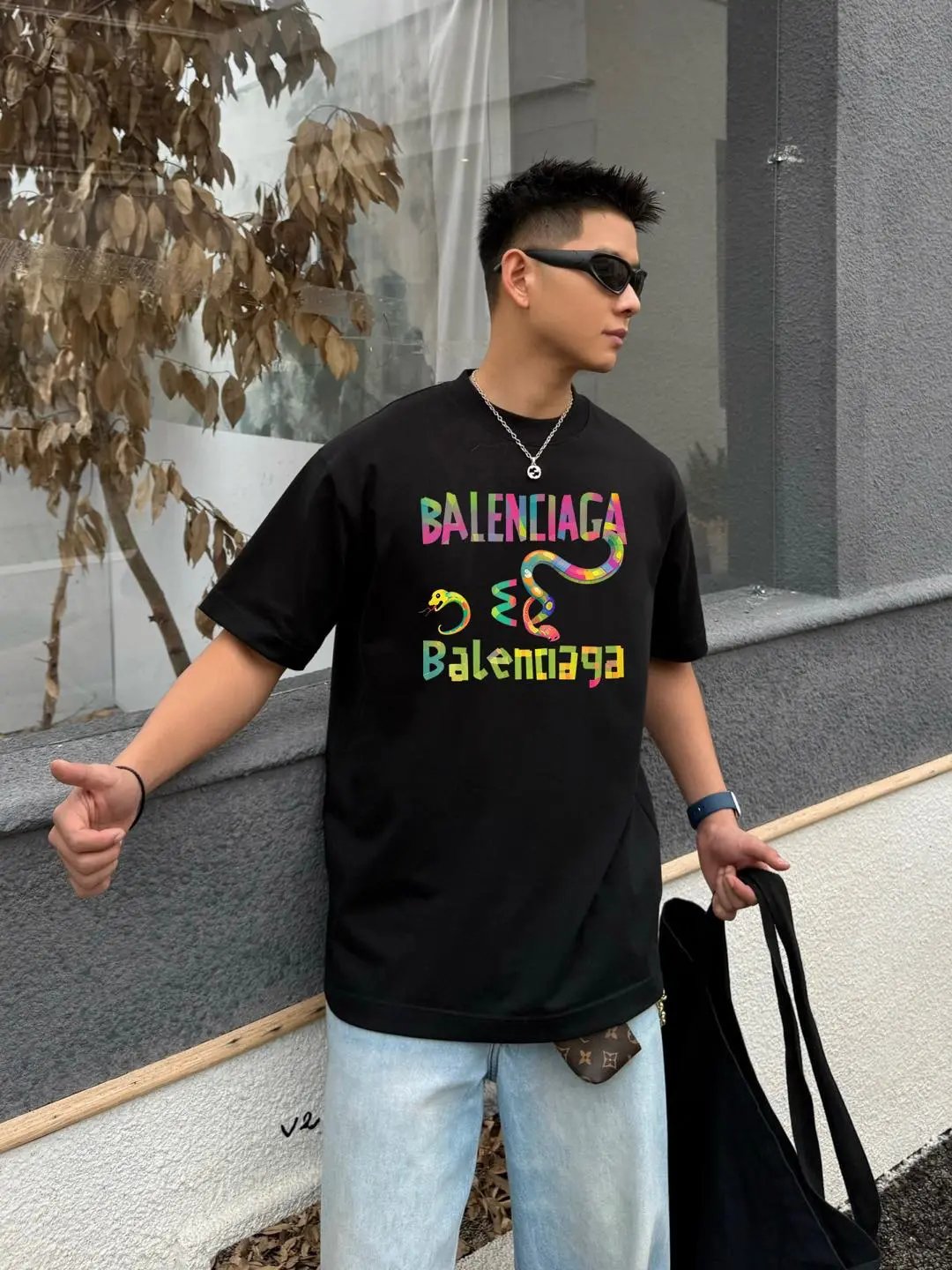 Balenciaga T-shirt 25ss New Pure Cotton Unisex Style T T-shirt OS Loose Fit Base Shirt Top Half Sleeve T-Shirt