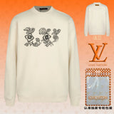 Louis Vuitton LV Hoodie Floral Chest Decoration logo Round Neck Sweatshirt Long Sleeve Base Shirt Jacket Top Fashion Unisex Sports Casual OS Loose Fit Versatile New Autumn Winter Collection