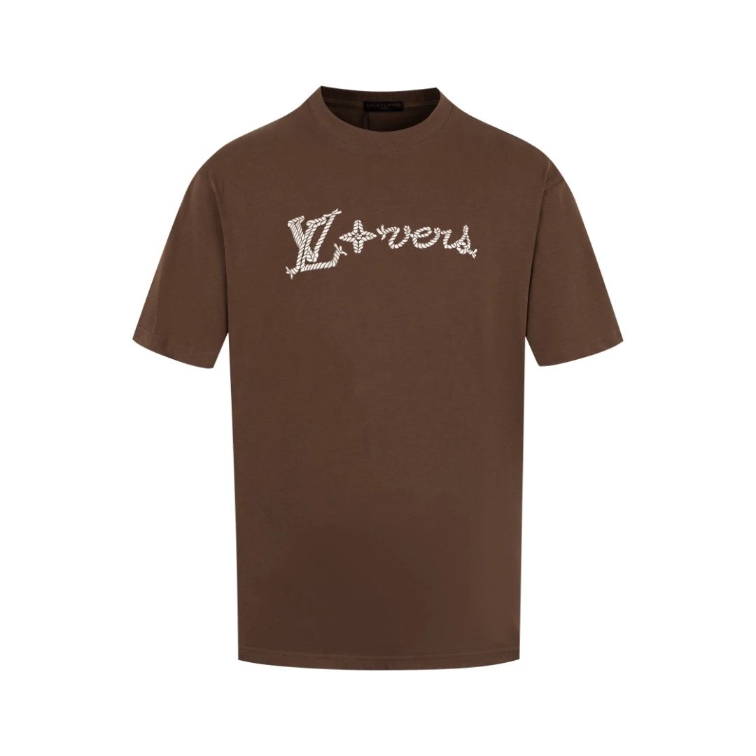 Louis Vuitton LV T-shirt Front and back letter embroidery logo round Neck Short Sleeve25ss New Pure Cotton Unisex Style T Casual T-Shirt Base Layer Shirt OS Loose Fit Half Sleeve Top Plus Size