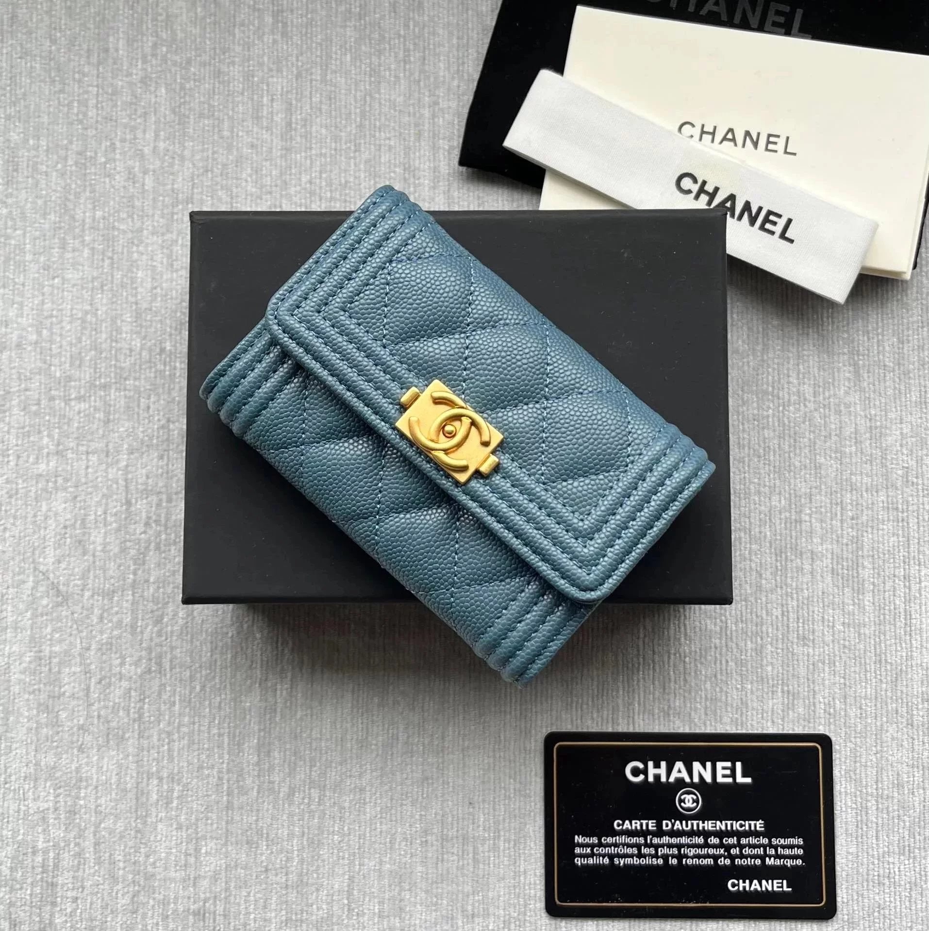 Chanel Wallet Top version Small leboy Small Card Holder Card Clamp Card Holder Coin Purse Wallet Short Wallet Cowhide Caviar Ball Pattern Lambskin Rhombic Pattern Retro Gilding with Retro Antique Silver Hardware Lady's Wallet Card Holder