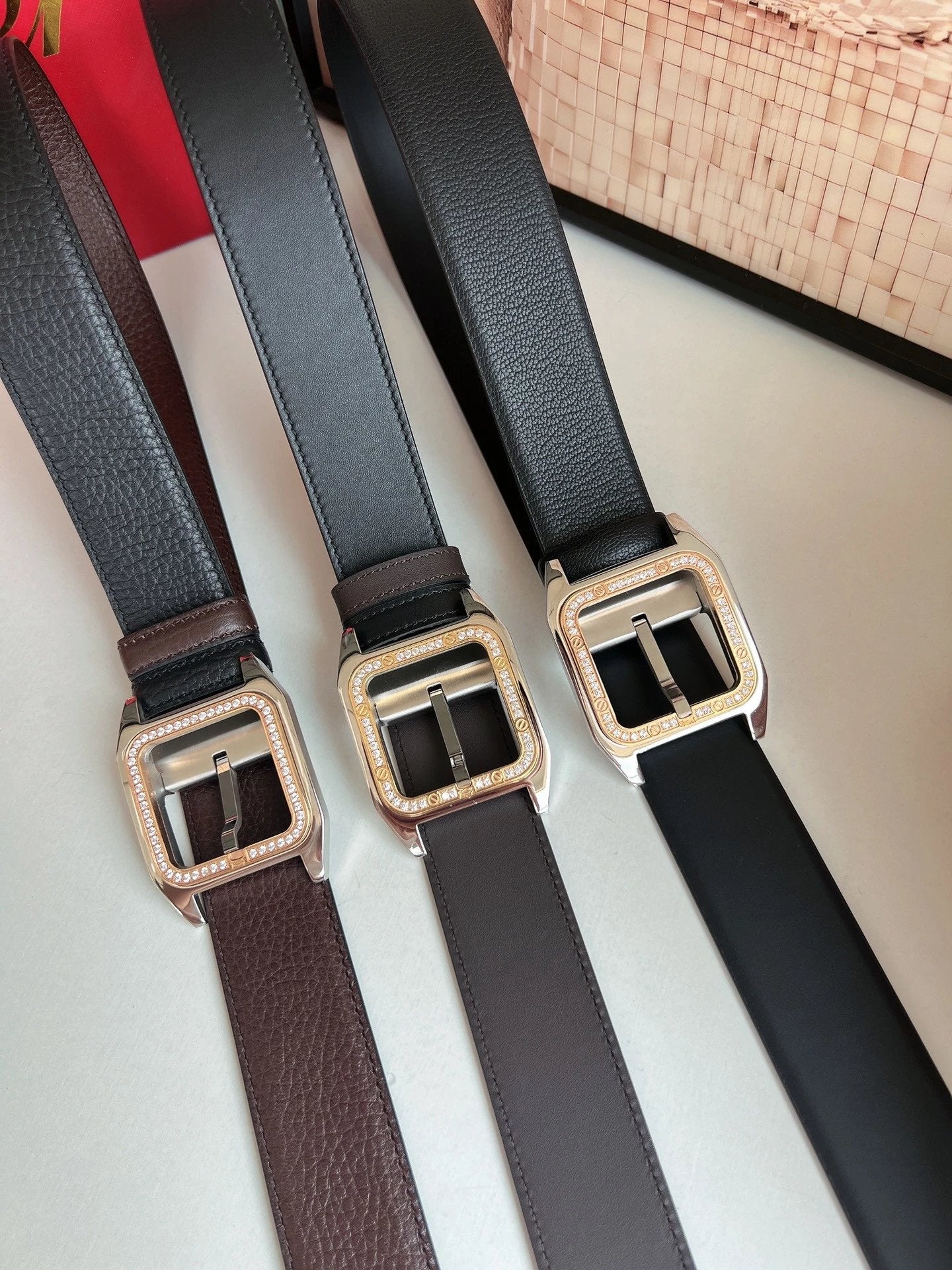 Cartier Belt Top version Original Order in Stock Belt Men2021Men's Italian Leather Belt Metal LOGO Formal Wear Belt Width3.5