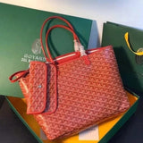 Goyard Bag Top version 【Original Leather】New Shopping Bag New Double-Layer Shopping Bag tote Tote Bag Full of Flower Hand Stitching Full of French Elegant Custom Y Graffiti Material with Leather Lightweight and Wear-Resistant Material