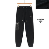 PRADA Sweatpants Predecessor Triangle Mark logo Cuffed Sweatpants25ss Spring Summer New Sports Pants Autumn Unisex Pure Cotton Long Pants Drawstring Casual Pants Loose Plus Size