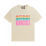 Gucci T-shirt Front Chest Shadow Colorful Letter Print logo round Neck Short Sleeve25ss New pure cotton T Unisex T-Shirt OS Loose Fit Base Shirt Top Half Sleeve T-Shirt