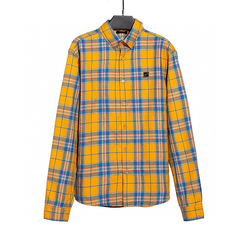 We11done Shirt Correct Version Long Sleeve Plaid Loose Casual Cotton Shirt Coat Shirt Men and Women