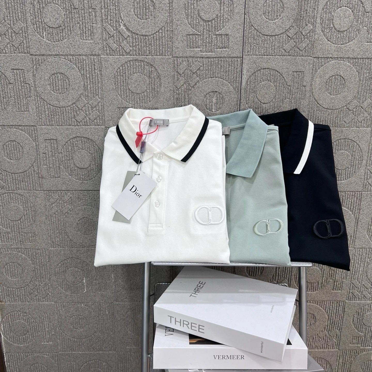 Dior T-shirt Letter Embroidery logoPOLO Shirt Lapel Short Sleeve25ss New Unisex Summer Short Sleeve OS Loose T Business Half Sleeve Shirt Plus Size T-Shirt