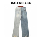 Balenciaga Jeans Yin-Yang Color Blocking logo25ss Spring Summer New Straight Slim Fit Jeans Unisex Loose Fit Long Pants