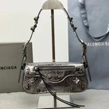 Balenciaga Bag Top version Ceiling Original Leather2023New Winter Products SpringLecagole Series slingbag Baguette Bag Underarm Bag Motorcycle Bag Women's One Shoulder Handbag
