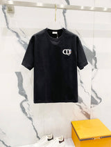 Dior T-shirt Simple Floral Design on the Chest CD Letter Patches Embroidery logo round Neck Short Sleeve25ss New pure cotton T Unisex T-Shirt OS Drop Shoulder Loose Fit Base Shirt Top T-Shirt Short Sleeve