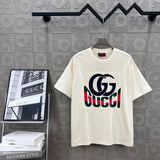 Gucci T-shirt Double-breasted G Letter Patch Embroidery logo round Neck Short Sleeve25ss New Pure Cotton Unisex Style T T-shirt OS Loose Fit Base Shirt Half Sleeve T-Shirt Top Half Sleeve