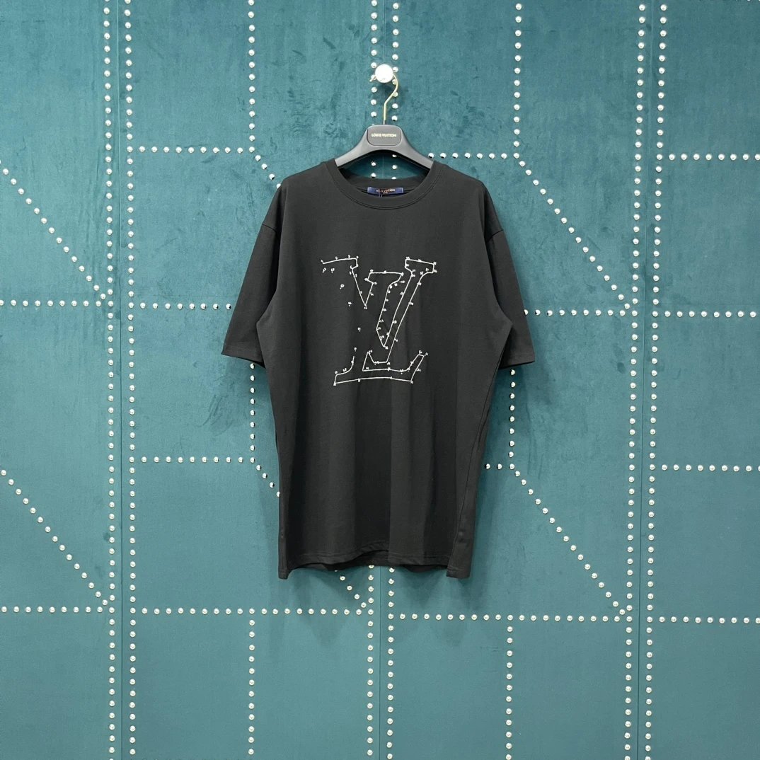 Louis Vuitton LV T-shirt Chest Star Constellation Number Print logo round Neck Short Sleeve25ss New Pure Cotton Unisex Style T Casual T-Shirt Base Layer Shirt OS Loose Fit Half Sleeve Top Plus Size