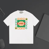 Gucci T-shirt Colorful Square Frame on Chest G Printing logo round Neck Short Sleeve25ss New pure cotton T Unisex T-Shirt OS Loose Fit Base Shirt Top Half Sleeve T-Shirt