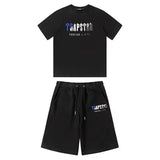 Trapstar T-shirt Summer Gradient Letters White and Blue Towel Embroidery Short Sleeve T T-shirt Shorts Men's Couple Casual Suit-CY