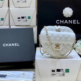 Chanel Women's Bag Top version 【**Original Order】2022Early Spring Series Women's Heart Bag Large Heart Bag Black White Messenger Bag Chain Bag Shoulder Bag Stylish Bag Women's Bag Home Heart Bag Heart Bag