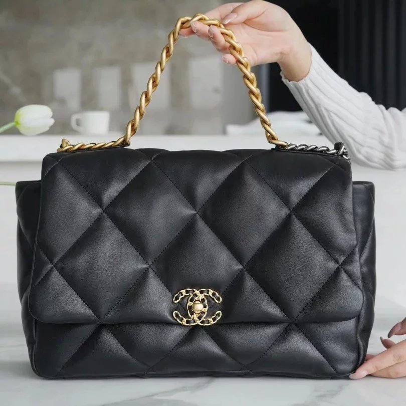 Chanel Women's Bag Top version 【Surrogate Shopping Edition Super Workmanship】Classic19Handbag2023New Color Double C Nye Women's Bag19Bag Pillow Bag Square Bag Flap Chain Crossbody Bag Shoulder Bag19Size Pack Sheepskin Genuine Leather Bag Large36cm Medium3