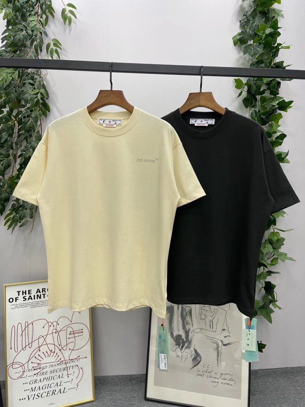 OFF-White T-shirt Top Version Counter Same Style Cotton Short Sleeve T T-shirt Men's and Women's Loose Summer Base Casual Half Sleeve