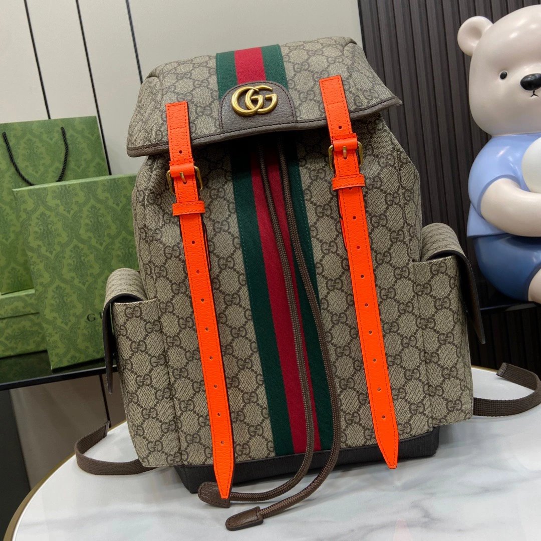 Gucci Backpack Top version 【Super Original Leather Highest Version】2024New Product Ophidia Series New Backpack Fluorescent Color Series New Men's Backpack Women's Backpack Shoulder Bag Luggage Bag Sports Bag598140