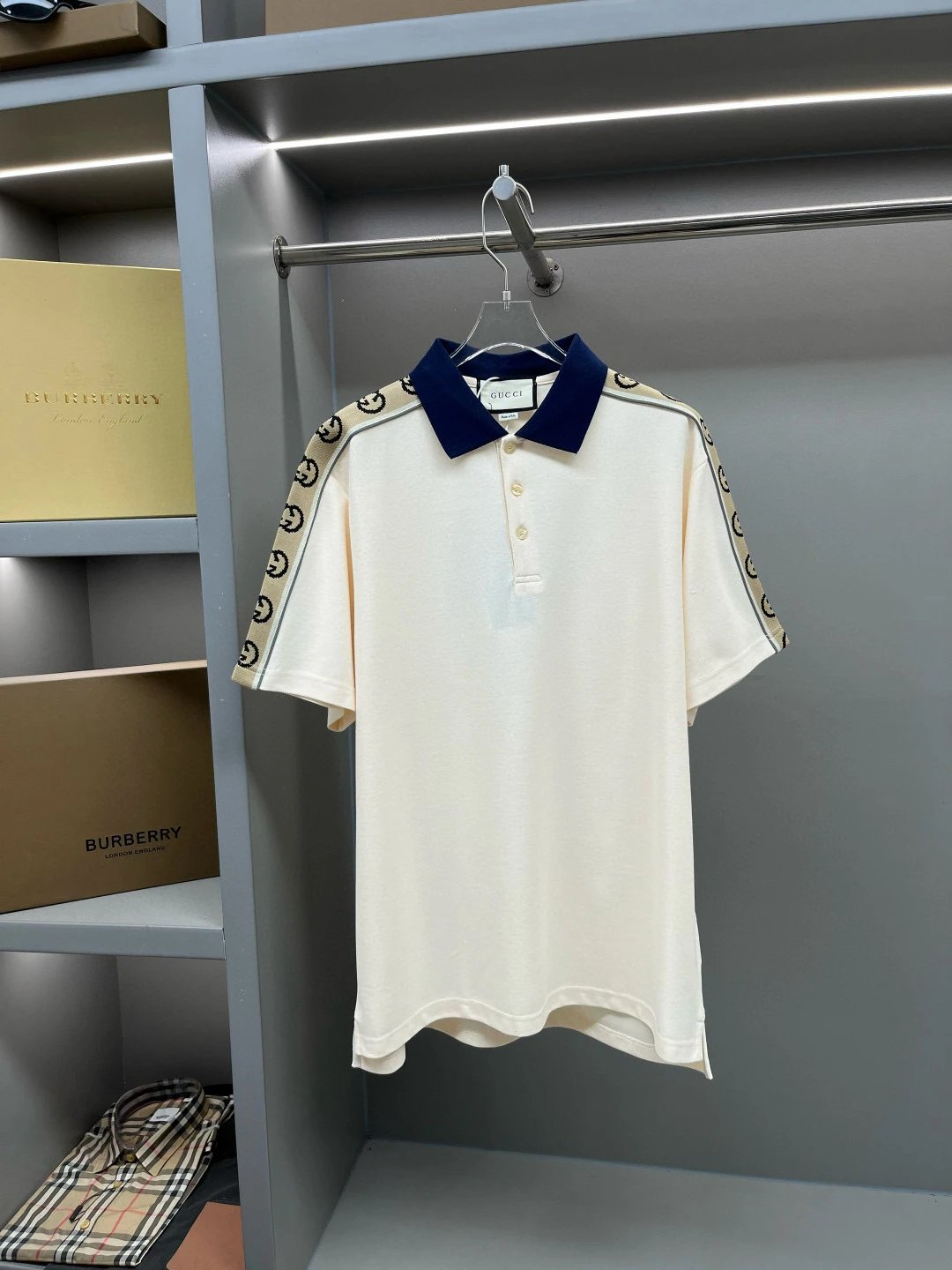 Gucci T-shirt 3m Reflective Webbing polo Shirt Turn-down Collar Unisex Couple Style Summer Sports Casual Loose Versatile