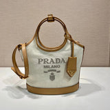 PRADA Bag Top version up to New Tote Bag Small Size Medium Large Letter Logo Embossed Removable Leather Key Ring Linen Blend Stitching Leather Tote Bag tote Bag Shopping Bag Shoulder Bag Handbag Hand Bag Messenger Bag Women's Bag1BG4721BG0741BG471